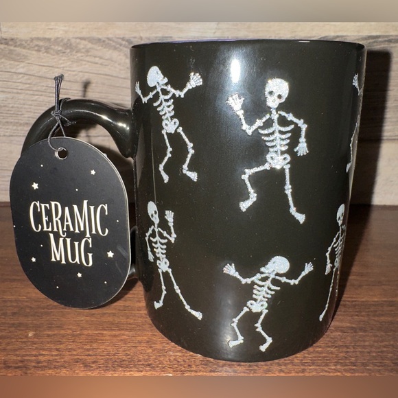 Super Cute 🥰 Sparkle ✨ Dancing Skeletons Ceramic Mug by Sunday Morning - Picture 1 of 11